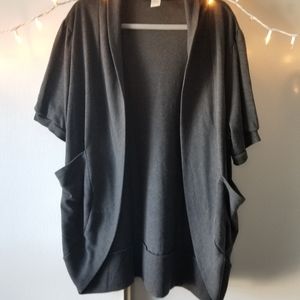 Gray, Short Sleeve Cardigan